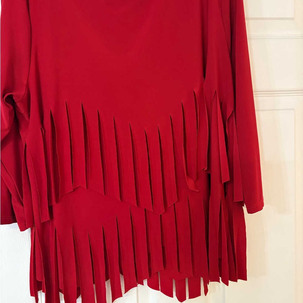 Elegant Red Fringe Blouse